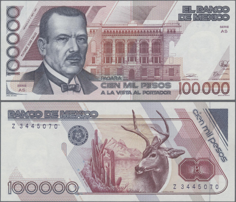 Mexico: El Banco de Mexico, 100.000 Pesos 1991, Series AS, P.94b in UNC conditio...