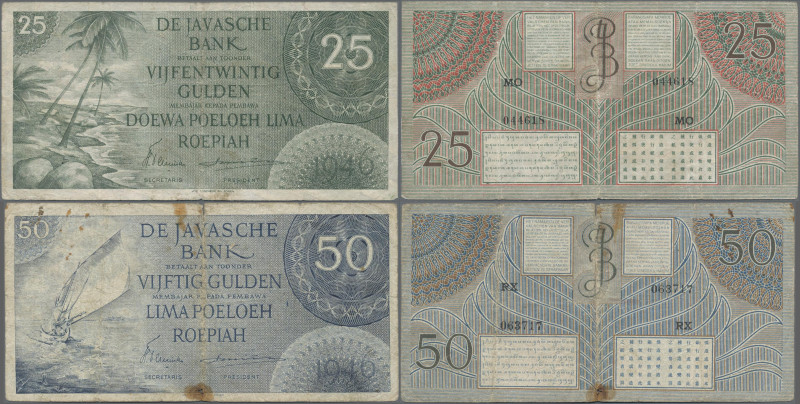 Netherlands Indies: De Javasche Bank, lot with 10 banknotes, 1946 and 1948 serie...