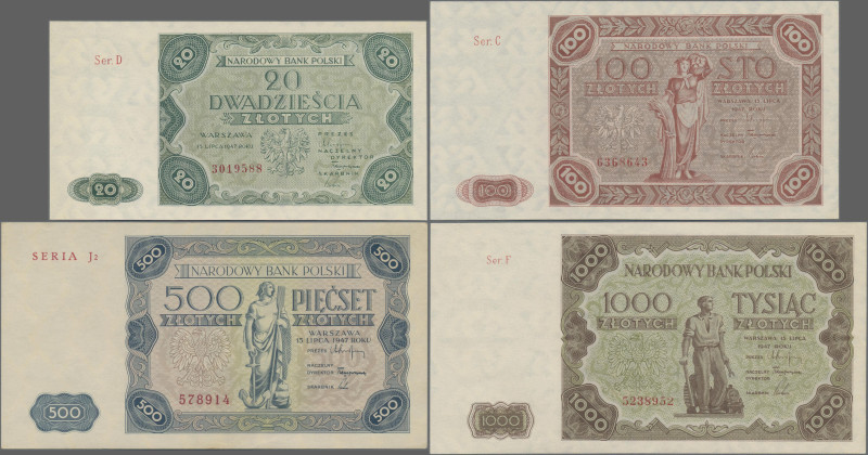 Poland: Narodowy Bank Polski, Series 1945-1947, full set with 1.000 Zlotych 1945...