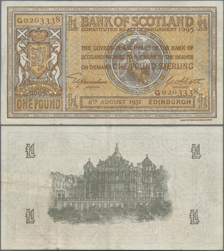 Scotland: Bank of Scotland, 1 Pound 6th August 1931, P.86, still very nice condi...