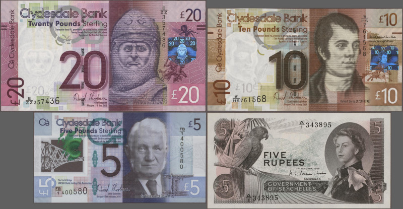 Scotland: The Clydesdale Bank, lot with 4 banknotes, series 2009-2015, with 20 P...