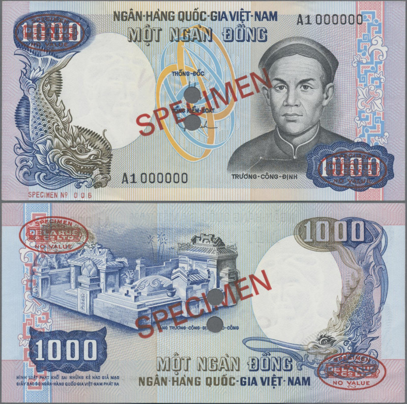 South Vietnam: National Bank of Vietnam, 1.000 Dong ND(1972) SPECIMEN, P.34As, s...