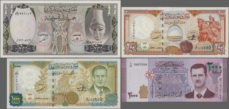 Syria: Lot with 33 banknotes 1 Pound - 2.000 Pounds, series 1958-2017 with many ...