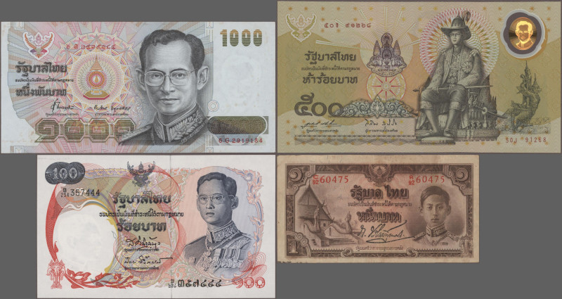 Thailand: Lot with 42 banknotes, series 1932-2012, 1 - 1.000 Baht, many differen...