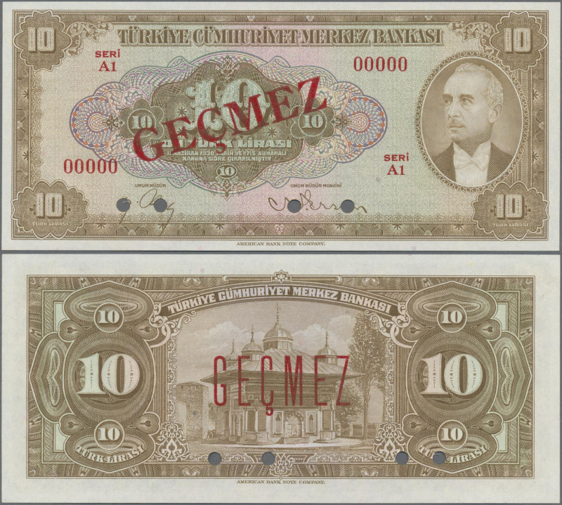 Turkey: Central Bank of Türkiye Republic, 10 Lira L.1930 (1947-48 ND), SPECIMEN,...