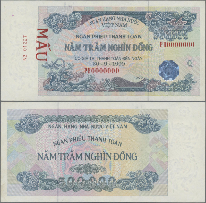 Vietnam: State Bank of Vietnam, 500.000 Dong 1999 Check Issue SPECIMEN, P.113s2,...