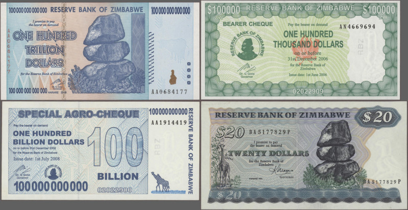 Zimbabwe: Collectors album with 130 banknotes, Series 1980-2019, 1 Cent - 100 Tr...