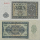 Deutschland - DDR: Deutsche Notenbank, Serie 1948, 10 Deutsche Mark, UdSSR-Druck mit 6-stelliger KN und Serie ”B”, Ro.343a (P.14a) in kassenfrischer E...