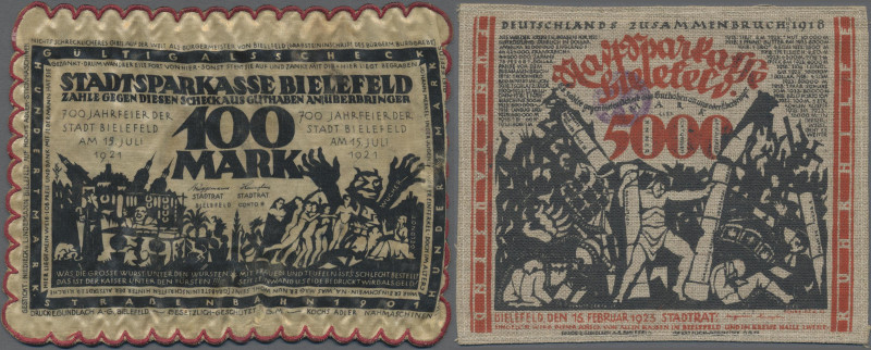 Deutschland - Notgeld besonderer Art: Bielefeld, Stoffgeld auf Seide, Leinen ode...