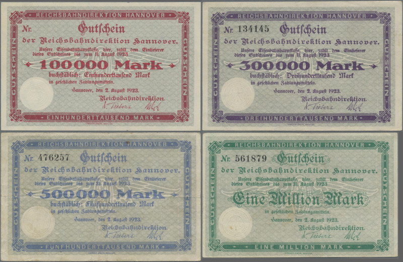 Deutschland - Reichsbahn: Hannover, Reichsbahndirektion, 100, 300, 500 Tsd., 1 M...