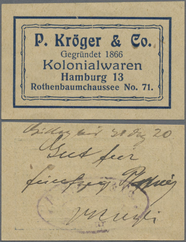 Deutschland - Notgeld - Hamburg: Hamburg, P. Kröger & Co., Kolonialwaren, Werbez...