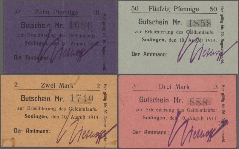 Deutschland - Notgeld - Westfalen: Sodingen, Amtmann, 10, 50 Pf., 1, 2, 3 Mark, ...