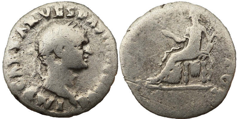 Vespasian AR Denarius, 69-79 AD.
3.14 g, 16 mm