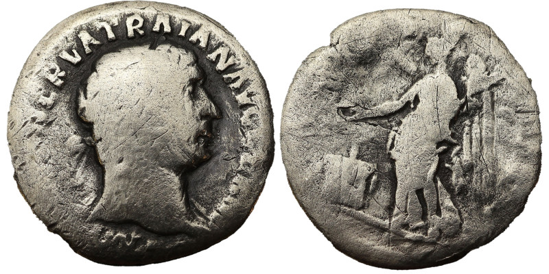 Trajan AR Denarius, 98-117 AD.
2.58 g, 17 mm