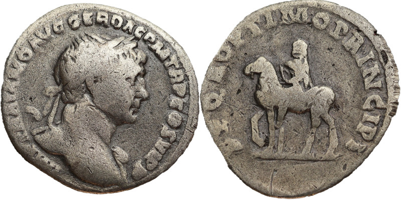 Trajan AR Denarius, 112-114 AD. Obv: IMP TRAIANO AVG GER DAC P M TR P COS VI P P...