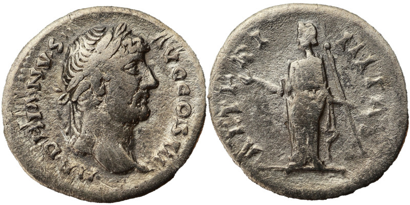 Hadrian AR Denarius, 117-138 AD. 
2.85 g, 19 mm