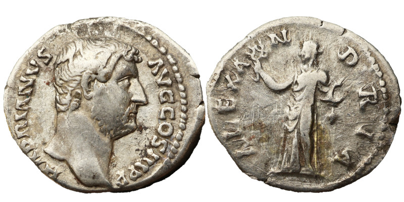 Hadrian AR Denarius, TRAVEL SERIES 130-133 A.D. Obv: HADRIANVS AVG COS III P P: ...