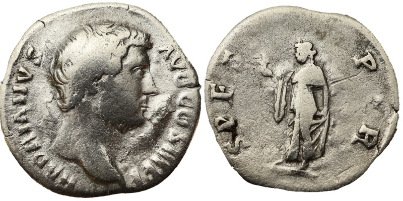 Hadrian AR Denarius 137-138 AD. Obv: HADRIANVS AVG COS III P P: Head of Hadrian,...