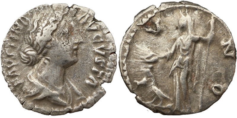 Faustina the younger AR Denarius 161-176 AD. Obv: FAVSTINA AVGVSTA: Bust of Faus...