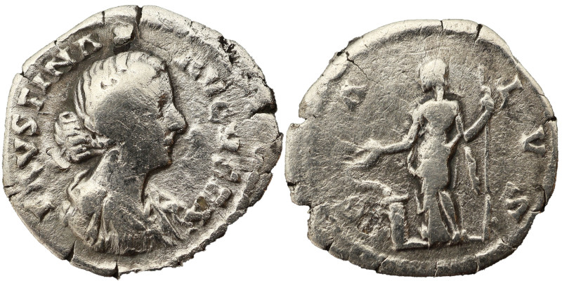 Faustina the Younger AR Denarius, 161-176 AD. Obv: FAVSTINA AVGVSTA: Bust of Fau...