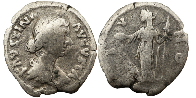 Faustina the Younger AR Denarius, 161-176 AD. Obv: FAVSTINA AVGVSTA: Bust of Fau...