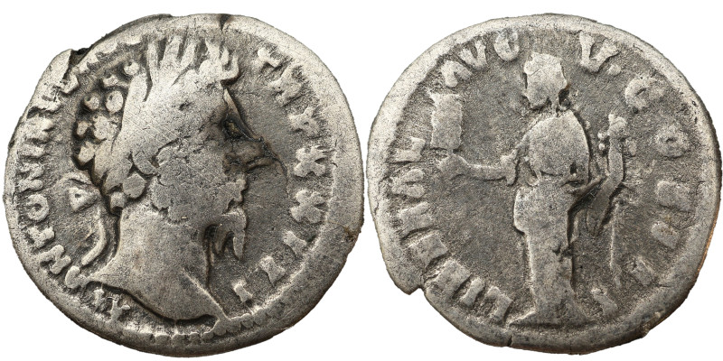 Marcus Aurelius AR Denarius, 168-169 AD. Obv: M ANTONINVS AVG TR P XXIII: Head o...