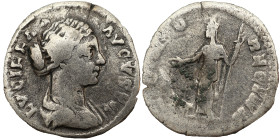 Lucilla AR Denarius, 164-180 AD. Obv: LVCILLA AVGVSTA: Bust of Lucilla, bare-headed, hair waved and fastened in a bun on back of head, draped, right. ...