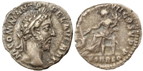 Commodus AR Denarius, 185 AD. Obv: M COMM ANT P FEL AVG BRIT: Head of Commodus, laureate, right. Rev: FOR RED P M TR P XI IMP VII COS V P P: Fortuna, ...