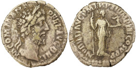 Commodus AR Denarius, 186-187 AD. Obv: M COMM ANT P FEL AVG BRIT: Head of Commodus, laureate, right. Rev: NOBILIT AVG P M TR P XII IMP VIII COS V P P:...