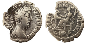 Commodus AR Denarius, 186-189 AD. Obv: M COMM ANT P FEL AVG BRIT: Head of Commodus, laureate, right, Rev: FORTVNAE MANENTI C V P P: Fortuna, draped, s...