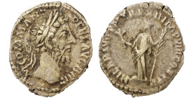 Commodus AR Denarius, 187 AD. Obv: M COMM ANT P FEL AVG BRIT: Head of Commodus, laureate, right. Rev: HILAR AVG P M TR P XII IMP VIII COS V PP: Hilari...