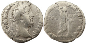 Commodus AR Denarius, 190 AD. Obv: M COMM ANT P FEL AVG BRIT P P: Head of Commodus, laureate, right. Rev: APOL MONET P M TR P XV COS VI: Apollo, nude,...