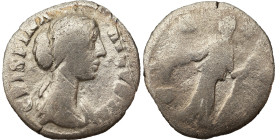 Crispina AR Denarius, 178-191 AD. Obv: CRISPINA AVGVSTA: Bust of Crispina, draped, hair in round coil at back, right. Rev: CERES: Ceres, draped, stand...