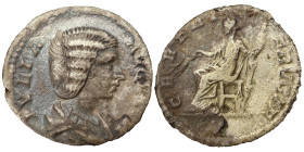 Julia Domna AR Denarius 191-211 AD. Obv: IVLIA AVGVSTA: Bust of Julia Domna, hair waved and coiled at back, draped, right. Rev: CERERI FRVGIF: Ceres, ...