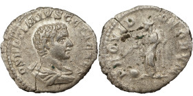 Geta AR Denarius, 203-208 AD. Obv: P SEPTIMIVS GETA CAES: Bust of Geta, bare-headed, draped, right. Rev: PROVID DEORVM: Providentia, draped, standing ...