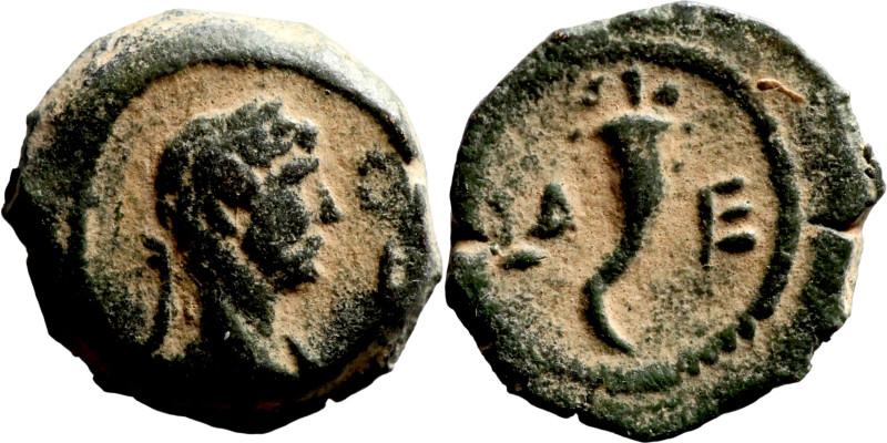 EGYPT. Alexandria. Hadrian, 117-138. Dichalkon Laureate head right. Rev. LΔ Ε; C...