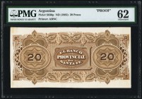 Argentina Provincia De Santa Fe 20 Pesos ND (1882) Pick S830p Proof PMG Uncirculated 62. Previously mounted.

HID09801242017