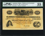 Argentina Banco Comercial de Corrientes 10 Pesos 1.2.1867 Pick S1577r2 Remainder PMG About Uncirculated 55. 

HID09801242017