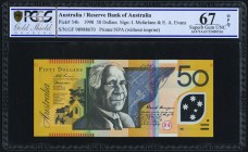Australia Reserve Bank of Australia 50 Dollars 1998 Pick 54b PCGS Superb Gem Unc 67OPQ. 

HID09801242017