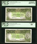 Australia Reserve Bank of Australia 1 Pound ND (1961) Pick R34a Two Consecutive Examples PCGS Extremely Fine 40PPQ; Extremly Fine 40. 

HID09801242017