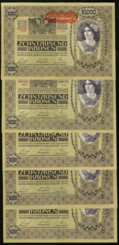 Austria Oesterreichisch-Ungarische Bank 10,000 Kronen 2.11.1918 Pick 65 (11); 66...