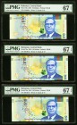 Bahamas Central Bank of the Bahamas 10 Dollars 2016 Pick 79a Three Consecutive Examples PMG Superb Gem Unc 67 EPQ. 

HID09801242017