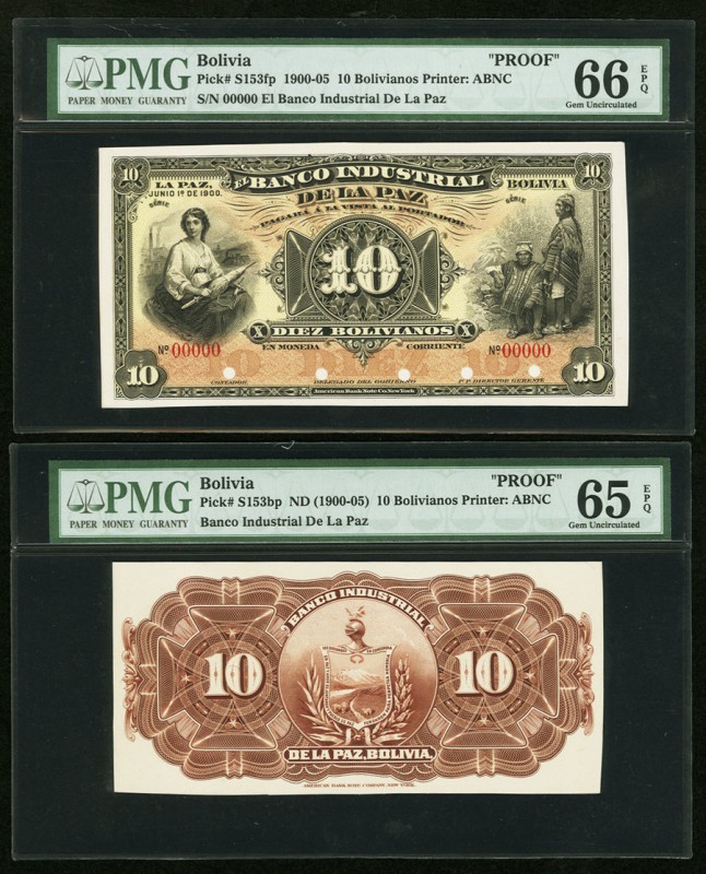 Bolivia Banco Industrial de La Paz 10 Bolivianos ND (1900-05) Pick S153fp; S153b...