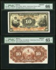 Bolivia Banco Industrial de La Paz 10 Bolivianos ND (1900-05) Pick S153fp; S153bp Front And Back Proofs PMG Gem Uncirculated 66 EPQ; Gem Uncirculated ...