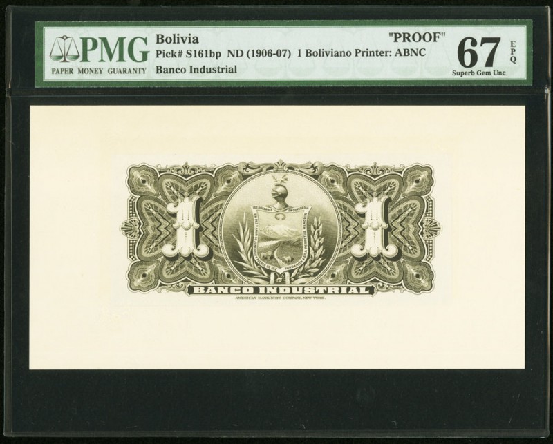 Bolivia Banco Industrial de La Paz 1 Boliviano ND (1906-07) Pick S161bp Back Pro...