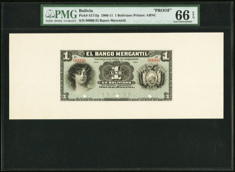 Bolivia Banco Mercantil 1 Boliviano 1906-11 Pick S171fp; S171bp Front And Back P...