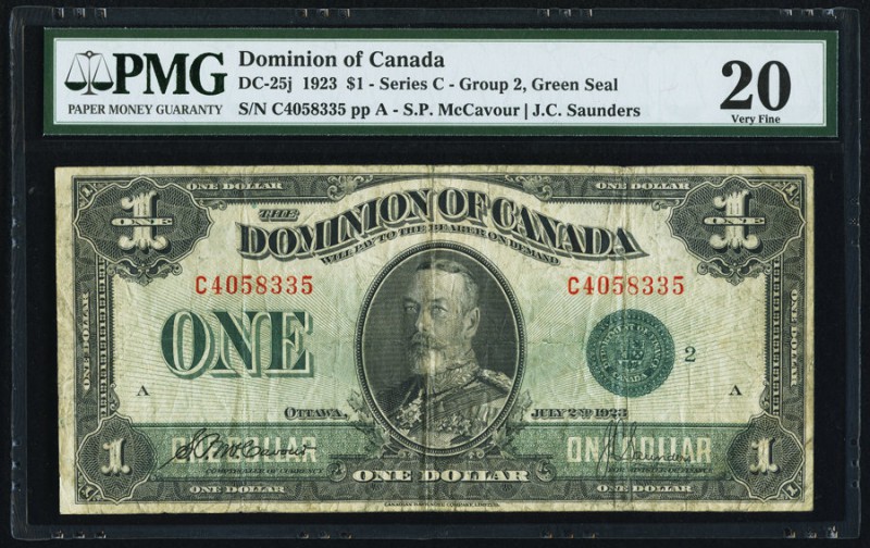 Canada Dominion of Canada 1 Dollar 2.7.1923 DC-25j PMG Very Fine 20. 

HID098012...