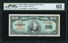 Cuba Banco Nacional de Cuba 1000 Pesos 1950 Pick 84 PMG Choice Uncirculated 63. Stains.

HID09801242017
