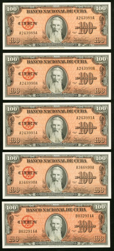 Cuba Banco Nacional de Cuba 100 Pesos 1959 Pick 93a, Five Examples Choice About ...