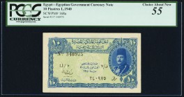 Egypt Egyptian Government 10 Piastres 1940 Pick 168a PCGS Choice About New 55. Small edge tear at right margin.

HID09801242017